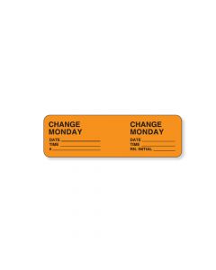 IV Label Wraparound Paper Permanent Change Monday  2 7/8"x7/8" Fl. Orange 1000 per Roll