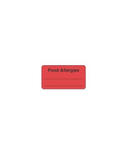 Label Paper Permanent Food Allergies  1 5/8"x7/8" Fl. Red 1000 per Roll