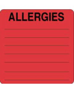 Label Paper Permanent Allergies  2 1/2"x2 1/2" Fl. Red 500 per Roll