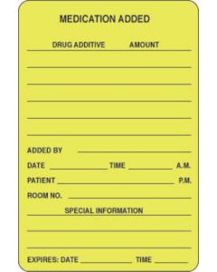 Label Paper Permanent Medication Added 2" x 3", Fl. Yellow, 500 per Roll