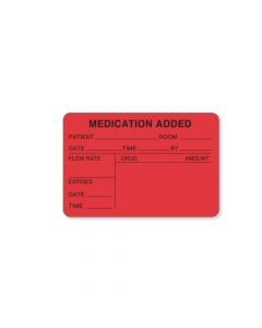 Label Paper Permanent Medication Added 3" x 2", Fl. Red, 500 per Roll