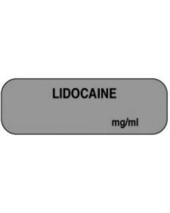 Anesthesia Label (Paper, Permanent) Lidocaine mg/ml 1 1/2" x 1/2" Gray - 1000 per Roll