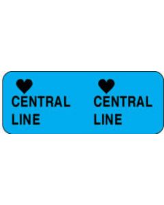 IV Label Wraparound Paper Permanent Central Central Line  2 1/4"x7/8" Blue 1000 per Roll