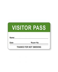 Visitor Pass Label Paper Removable "Visitor Pass Name" 1-1/2" Core 2-3/4" x 1-3/4" Light Green, 1000 per Roll