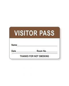 Visitor Pass Label Paper Removable "Visitor Pass Name" 1-1/2" Core 2-3/4" x 1-3/4" Brown, 1000 per Roll