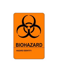 Hazard Label (Paper, Permanent) Biohazardhazard  2"x3" Fluorescent Orange - 500 Labels per Roll