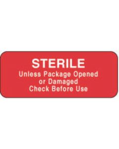 Label Paper Permanent Sterile Unless 2 1/4" x 7/8", Red, 1000 per Roll