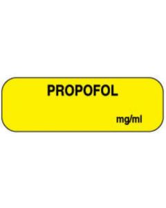 Anesthesia Label (Paper, Permanent) Propofol mg/ml 1 1/2" x 1/2" Yellow - 1000 per Roll