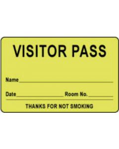 Visitor Pass Label Paper Removable "Visitor Pass Name" 1" Core 2-3/4" x 1-3/4" Fl. Yellow, 1000 per Roll