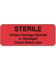 Label Paper Permanent Sterile Unless 2 1/4" x 7/8", Red, 1000 per Roll