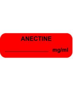 Anesthesia Label (Paper, Permanent) Anectine mg/ml 1 1/4" x 3/8" Fluorescent Red - 1000 per Roll