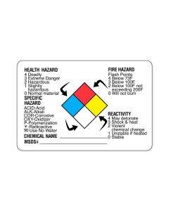 Hazard Label (Paper, Permanent) Healthhazard 3"x2 White - 500 Labels per Roll