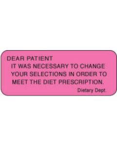 Label Paper Permanent Dear Patient It  2 1/4"x7/8" Fl. Pink 1000 per Roll