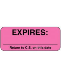 Label Paper Removable Expires: ___ 2 1/4" x 7/8", Fl. Pink, 1000 per Roll