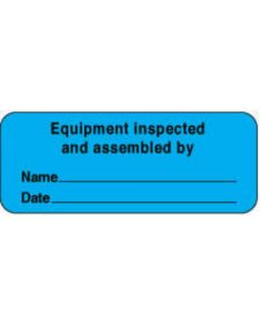 Label Paper Removable Equipment Inspected 2 1/4" x 7/8", Blue, 1000 per Roll