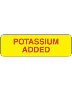 Communication Label (Paper, Permanent) Potassium Added 2 7/8" x 7/8" Yellow - 1000 per Roll