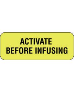 Communication Label (Paper, Permanent) Activate Before 2" x 3/4" Fluorescent Yellow - 1000 per Roll