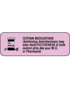 Communication Label (Paper, Permanent) Certain Medications 1 1/2" x 1/2" Lavender - 1000 per Roll