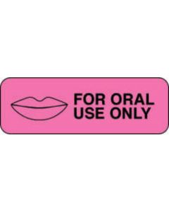 Label Paper Permanent for oral Use Only  1 1/2"x1/2" Fl. Pink 1000 per Roll