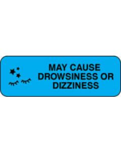 Communication Label (Paper, Permanent) May Cause Drowsiness 1 1/2" x 1/2" Light Blue - 1000 per Roll