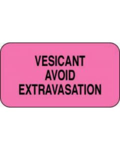 Communication Label (Paper, Permanent) Vesicant Avoid 1 5/8" x 7/8" Fluorescent Pink - 1000 per Roll