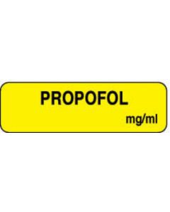 Anesthesia Label (Paper, Permanent) Propofol mg/ml 1 1/4" x 3/8" Yellow - 1000 per Roll