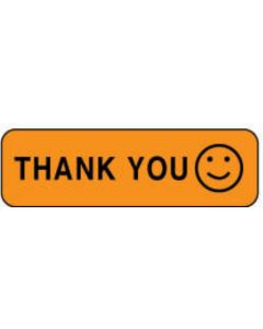 Label Paper Permanent Thank You 1 1/4" x 3/8", Fl. Orange, 1000 per Roll