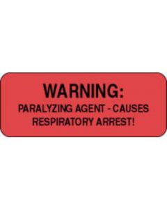 Label Paper Permanent Warning: Paralyzing 2 1/4" x 7/8", Fl. Red, 1000 per Roll