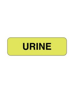 Lab Communication Label (Paper, Permanent) Urine  1 1/4"x3/8" Fluorescent Yellow - 1000 per Roll