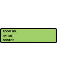 Binder/Chart Label Paper Removable Room No. Patient 5 3/8" x 1 3/8" Lime Green 500 per Roll