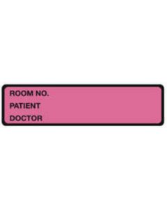 Binder/Chart Label Paper Removable Room No. Patient 5 3/8" x 1 3/8" Dark Pink 500 per Roll