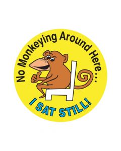 Label Pediatric Award Sticker Paper Permanent No Monkeying Around Yellow, 250 per Roll