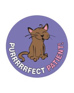 Label Pediatric Award Sticker Paper Permanent Purrrrfect Patient! Purple, 250 per Roll