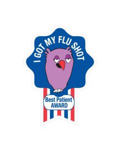 Label Pediatric Award Sticker Paper Permanent I Got My Flu Shot Purple, 250 per Roll