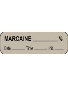 Anesthesia Label with Date, Time & Initial (Paper, Permanent) Marcaine % 1 1/2" x 1/2" Gray - 1000 per Roll