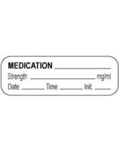 Anesthesia Label with Date, Time & Initial (Paper, Permanent) Medication 1 1/2" x 1/2" White - 1000 per Roll