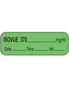 Anesthesia Label with Date, Time & Initial (Paper, Permanent) Isovue 370 mg/ml 1 1/2" x 1/2" Green - 1000 per Roll