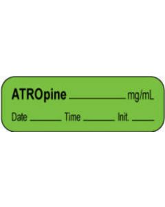 Anesthesia Label with Date, Time & Initial | Tall-Man Lettering (Paper, Permanent) Atropine mg/ml 1 1/2" x 1/2" Green - 1000 per Roll