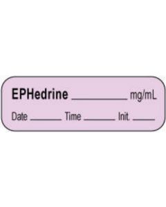 Anesthesia Label with Date, Time & Initial | Tall-Man Lettering (Paper, Permanent) Ephedrine mg/ml 1 1/2" x 1/2" Violet - 1000 per Roll