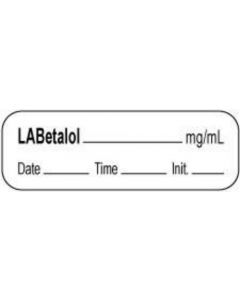 Anesthesia Label with Date, Time & Initial | Tall-Man Lettering (Paper, Permanent) Labetalol mg/ml 1 1/2" x 1/2" White - 1000 per Roll