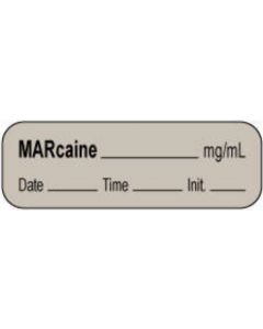 Anesthesia Label with Date, Time & Initial | Tall-Man Lettering (Paper, Permanent) Marcaine mg/mll 1 1/2" x 1/2" Gray - 1000 per Roll