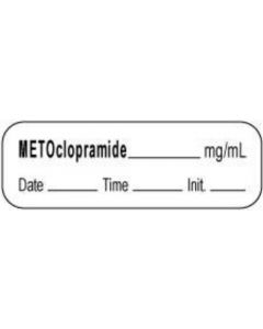 Anesthesia Label with Date, Time & Initial | Tall-Man Lettering (Paper, Permanent) Metoclopramide mg/ml 1 1/2" x 1/2" White - 1000 per Roll