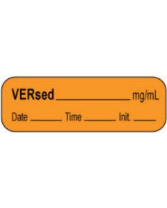 Anesthesia Label with Date, Time & Initial | Tall-Man Lettering (Paper, Permanent) Versed mg/ml 1 1/2" x 1/2" Orange - 1000 per Roll