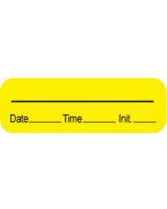 Anesthesia Label with Date, Time & Initial (Paper, Permanent) 1 1/2" x 1/2" Yellow - 1000 per Roll