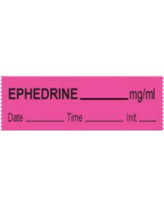 Anesthesia Tape with Date, Time & Initial (Removable) Epedrine mg/ml 1/2" x 500" - 333 Imprints - Fluorescent Pink - 500 Inches per Roll