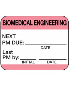 Label Self-Laminating Paper Permanent Biomedical Engineering 1-1/2" Core 1-1/4" x 1 Pink, 1000 per Roll