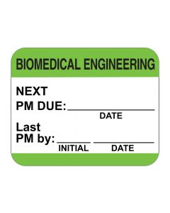 Label Self-Laminating Paper Permanent Biomedical Engineering 1-1/2" Core 1-1/4" x 1 Green, 1000 per Roll