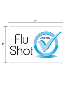 2024-25 Flu Shot Sticker "Flu Shot 2024-2025", 3" x 2", Paper, Permanent, 250 per Roll