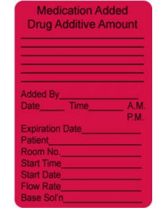 Label Paper Permanent Medication Added 2" x 3", Fl. Red, 500 per Roll