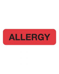 Label Paper Permanent Allergy  1 1/4"x3/8" Fl. Red 1000 per Roll